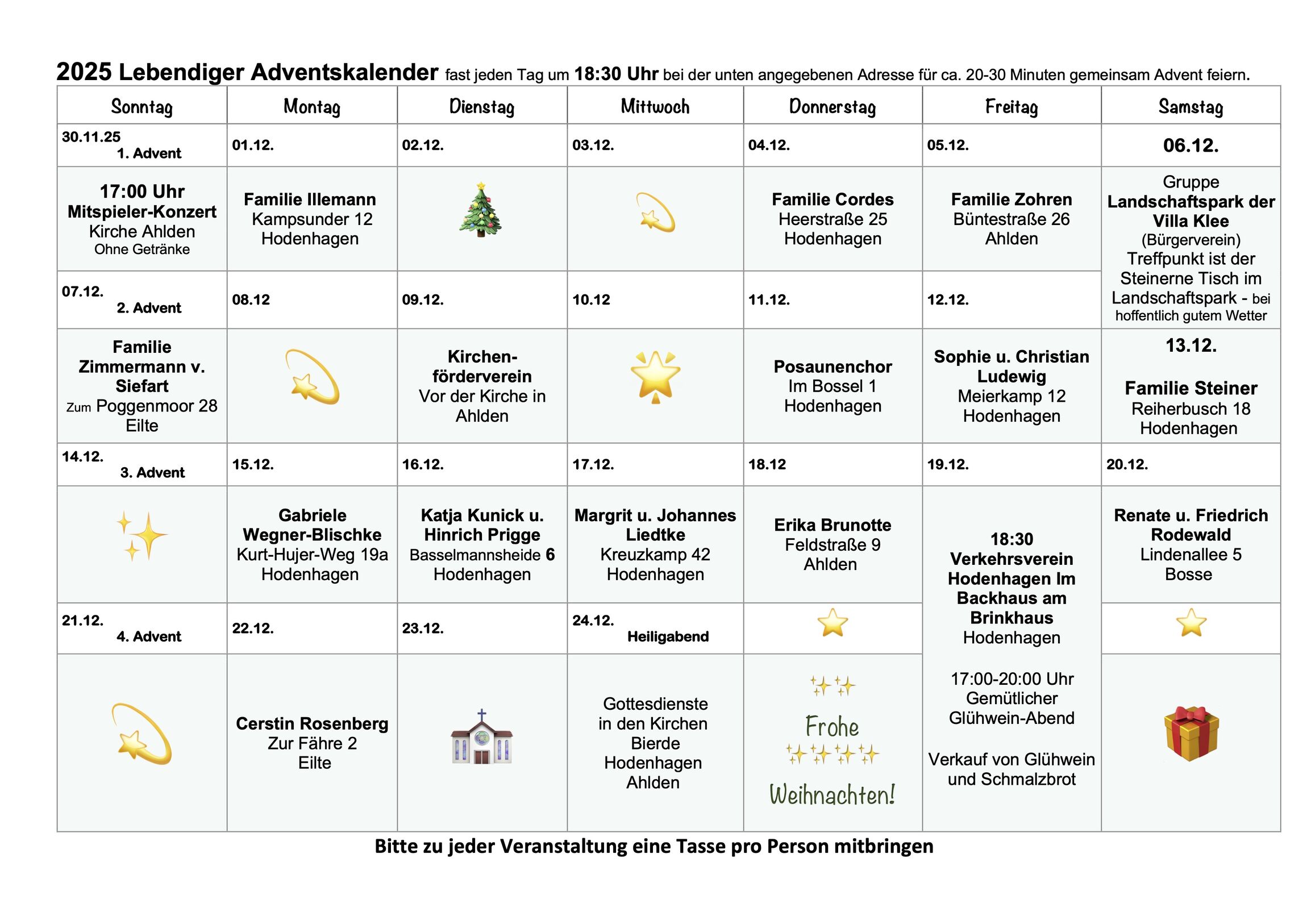 Lebendiger Adventskalender 2025