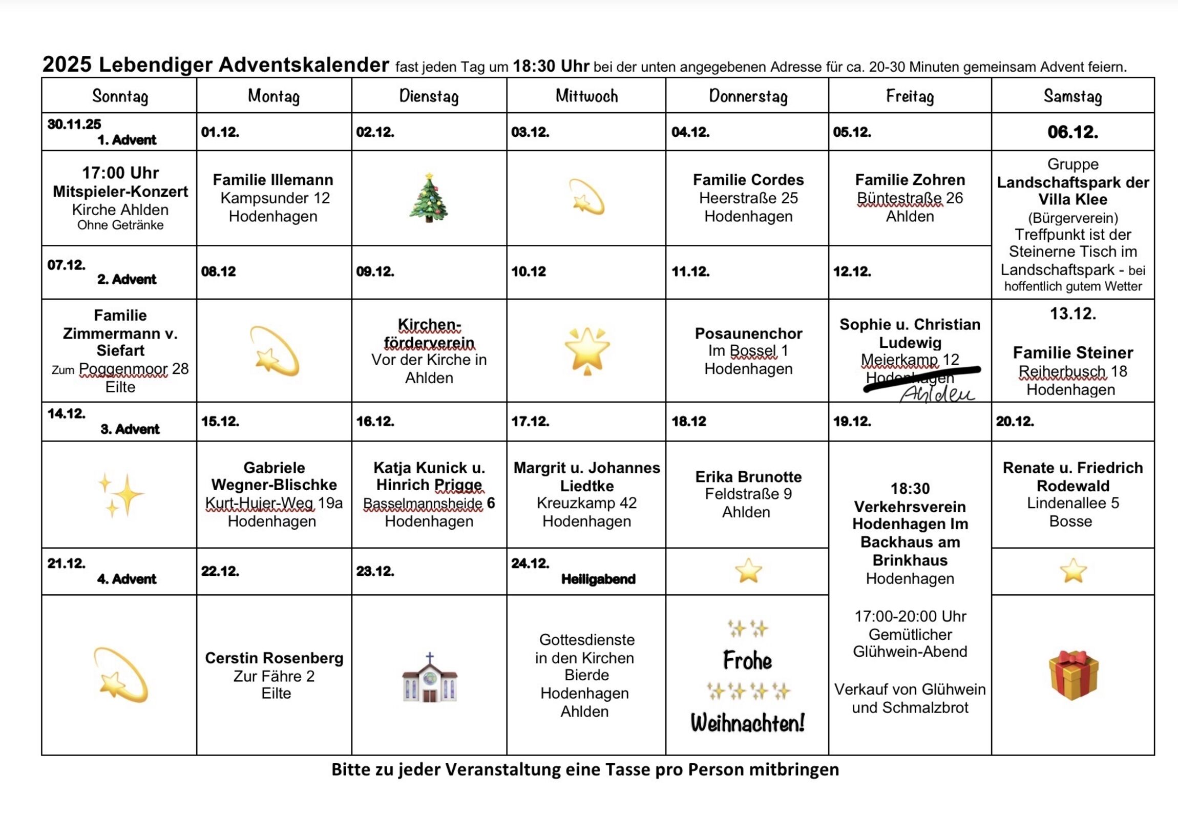 Lebendiger Adventskalender 2025