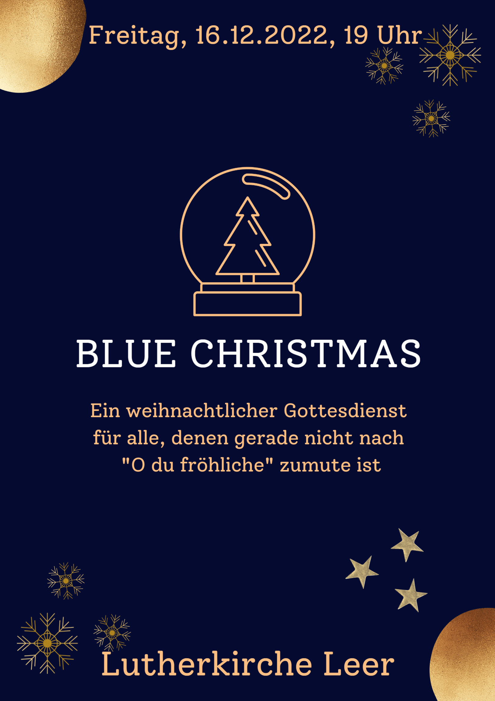Einladung zu Blue Christmas 16.12.2022 mit Hae Min Geßner, Johannes Geßner und Van Hearten. Popchor aus Leer