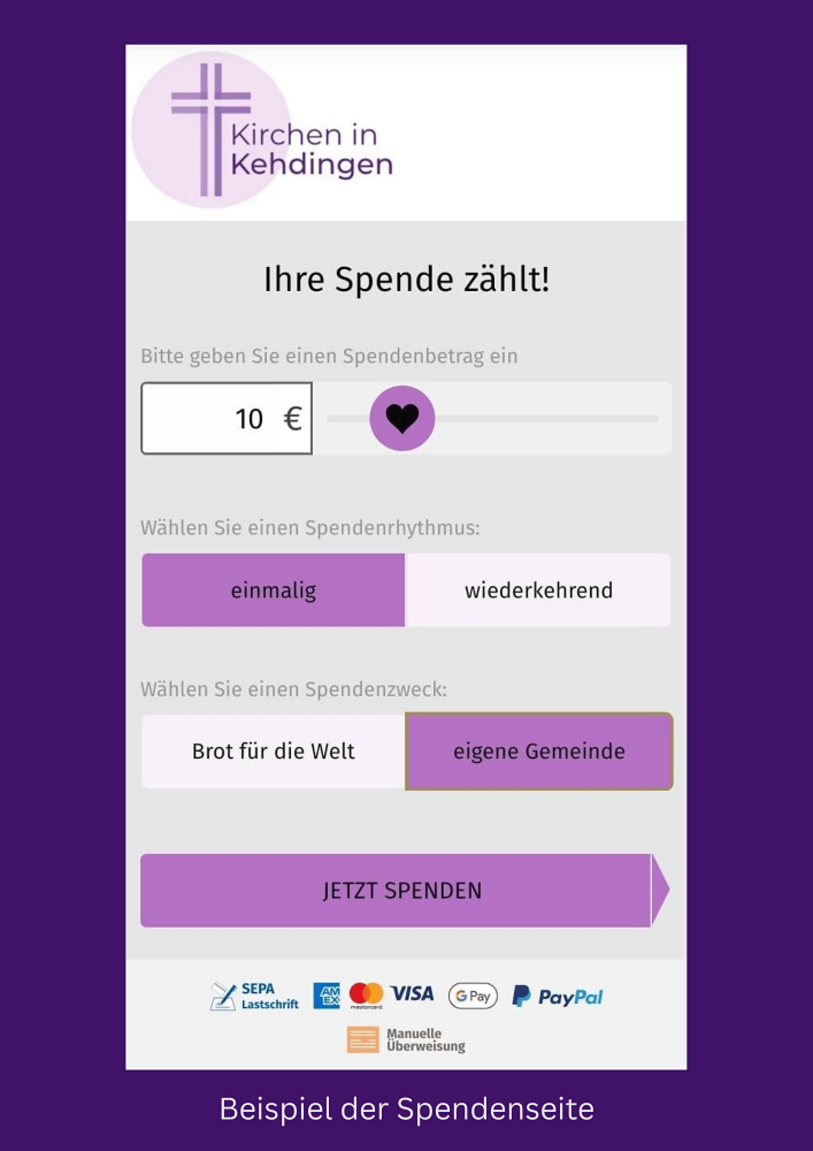 screenshot spendenseite
