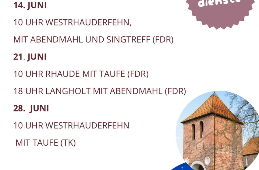 Gottesdienste im Juni